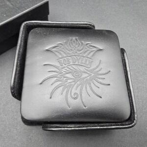 Bob Dylan Black Leather Coaster Set of 4 with Holder Embossed Eye Logo Music